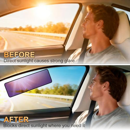 XCBYT Square Car Window Shades - 4 Pack Static Cling Sun & Glare Blocker, Removable Semi-Transparent Window Tint for Windshield, Side & Rear Windows, Long Size 15.75" x 7.09" - color: 4*Semi-Transparent, size: 15.75" x 7.09"