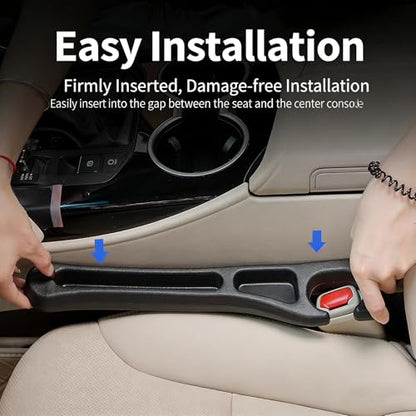 Car Seat Gap Filler Set of 2, Multifunctional Seat Side Gap Seam Filler Organizer with Phone Holder, Universal Fit Fill The Gap Between Seat & Console for Car, SUV, Truck