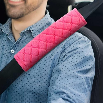 Yumikoo Plush Seat Belt Pads - Set of 2 Cozy & Soft Car Seat Belt Cushions for Comfortable Travel - Perfect for Road Trips and Airplane Rides (Pink) - color: pink
