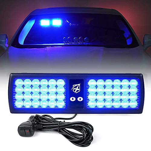 Xprite Blue LED Visor Strobe Flashing Lights Sunshield Hazard Warning Light for Law Enforcement Emergency Vehicles Trucks Cars - color: Blue