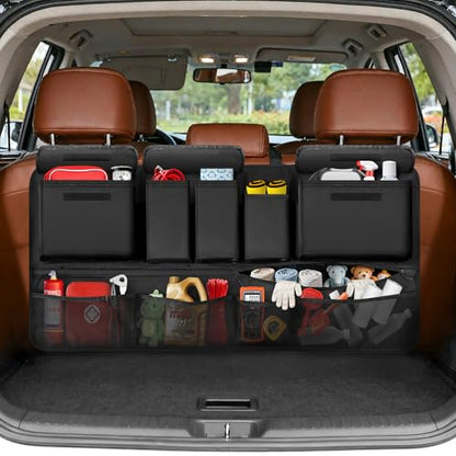 Trunk Organizer for SUV, 35.5" x 18.2" Large Capacity Car Organizers and Storage, Backseat Hanging Storage Bag with 10 Pockets, Adjustable & Waterproof Car Interior Accessories for SUV Truck MPV - style: L