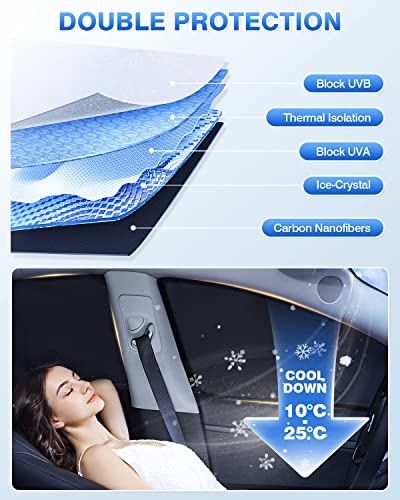 Canvcle Windshield Sun Shade for 2020-2025 2026 Kia Telluride Accessories Sunshade Side Rear Window Shade Cover Window Sun Visor Shield Privacy Protection Keep Vehicle Cool Black 8PCS - size: Kia Telluride 2020-Present