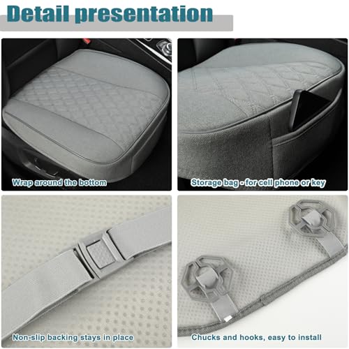 West Llama Linen Front Car Seat Cover Protector Anti-Slip Bottom Seat Cover Fits 95% of Vehicles,Wrapping Around The Bottom,Diamond Pattern(Gray-2Pcs) - color: Diamond Pattern-Gray, size: 2pc