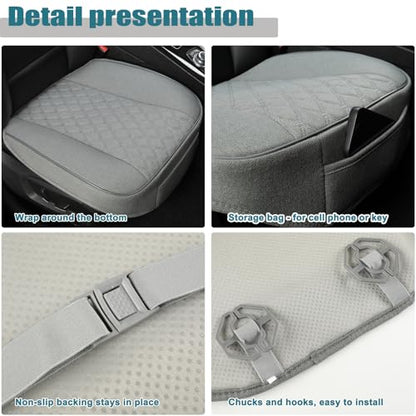 West Llama Linen Front Car Seat Cover Protector Anti-Slip Bottom Seat Cover Fits 95% of Vehicles,Wrapping Around The Bottom,Diamond Pattern(Gray-2Pcs) - color: Diamond Pattern-Gray, size: 2pc