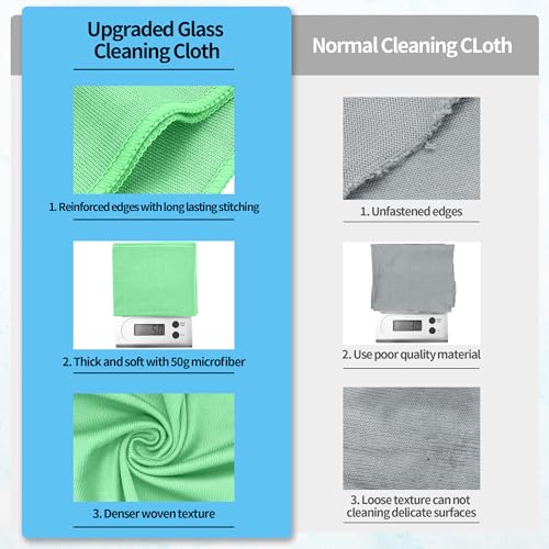 Microfiber Cleaning Cloth, 10 Pack Glasses Cleaning Cloth, 16" ×14" Window Cleaning Rags, Streak Free Lint Free Polishing Cloths Wipes for Eye Glass Stainless Steel Windshield, Sage Green - color: Sage Green, size: 10 Pk-16" X 14"