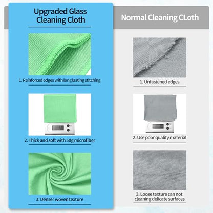 Microfiber Cleaning Cloth, 10 Pack Glasses Cleaning Cloth, 16" ×14" Window Cleaning Rags, Streak Free Lint Free Polishing Cloths Wipes for Eye Glass Stainless Steel Windshield, Sage Green - color: Sage Green, size: 10 Pk-16" X 14"