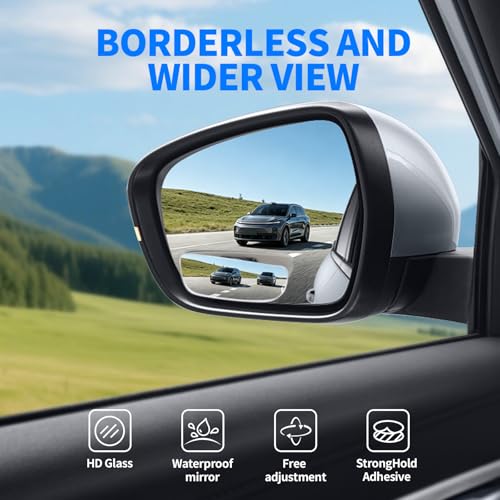 2 PCS Car Blind Spot Mirror, HD Frameless Convex Glass Angle Adjustable, Self-adhesive Back Auxiliary Reverse Mirror Wide Angle Side Mirrors Universal Car Exterior Accessories (Oblong) - size: Oblong