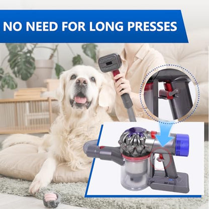 2-in-1 Pet Grooming Kit Compatible with Dyson V7 V8 V10 V11 V15 Vacuum,Dog Hair Vacuum Attachment Removes Loose Hair, Dander, Undercoat & Tangles Self-Cleaning with Extended Vacuum Hose & Trigger Lock - color: Pet Grooming Kit Suitable for Large Breed Dog