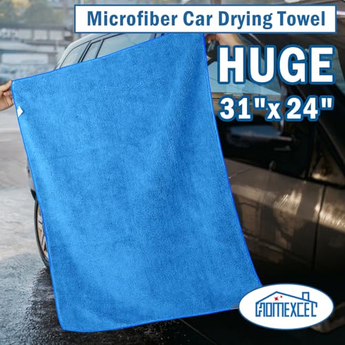 HOMEXCEL Car Drying Towels, 2 Pack Professional Microfiber Towels for Cars, Scratch-Free, Highly Absorbent Drying Towel for Cars, SUVs, RVs, Trucks, and Boats, 31 x 24 inch, Blue - color: Blue