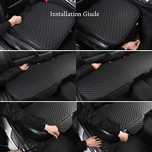 West Llama Pu Leather Car Seat Bottom Covers Protectors Include 1 Pair Front Driver Seat Pad Mat and 1 Rear Bench Cover Universal Fit 90% Vehicles,Black - color: A-Black, size: Universal Fit - Full Set