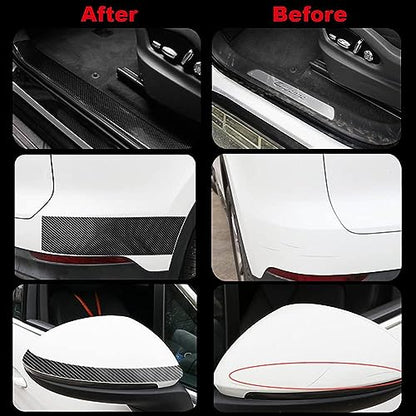 Automotive Car Door Edge Entry Guards Door Sill Protector Strip 5D Carbon Fiber Vinyl Wrap Film Paint Threshold Scuff Plate Protectors Anti-Collision for Most Vehicles (Black, 2.7in*33FT) - size: 2.7in*33FT