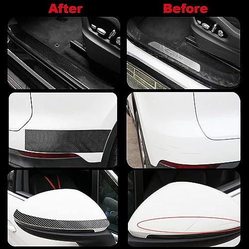 Automotive Car Door Edge Entry Guards Door Sill Protector Strip 5D Carbon Fiber Vinyl Wrap Film Paint Threshold Scuff Plate Protectors Anti-Collision for Most Vehicles (Black, 1.2in*33FT) - size: 1.2in*33FT