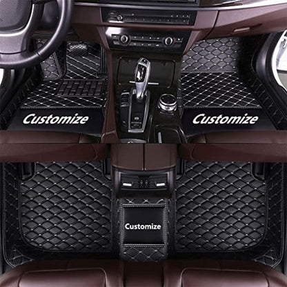 Custom Making Car Floor Mats for 90% Car Model Luxury Leather All Weather Waterproof Anti-Skid Full Coverage Liners (Black White) - color: black white