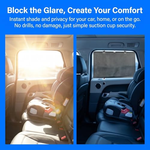 PATKAW 1 PCS Blackout Blinds No Drill, Retractable Roller Window Shades with Suction Cups, Portable Light Blocking Roller Blinds for Bedroom, Office, Nursery, RV, Car and Travel (49.2" x 19.7") - size: 1"W x 1"H