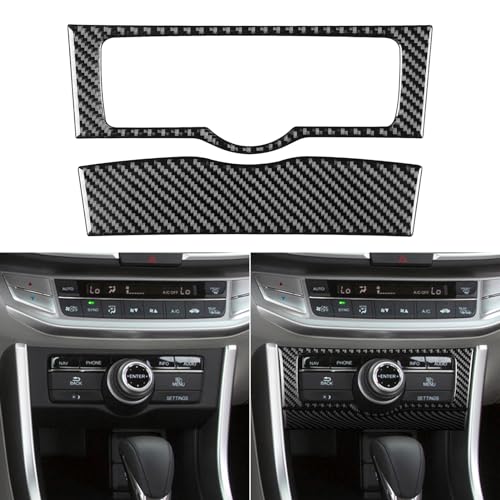 NVCNX Real Premium Carbon Fiber Compatible with Honda 9th Gen Accord 2013 2014 2015 2016 2017 Accessories Car Dash Center Controls Cover Interior Trim Black - color: Dash Center Controls