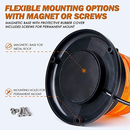 Xprite LED Beacon Light, Forklift Strobe Lights w/Magnetic Base for Construction Vehicles, TowTrucks, Security Patrol, Postal, Golf Carts, UTV ATV, Snow Plows-Amber - color: Amber