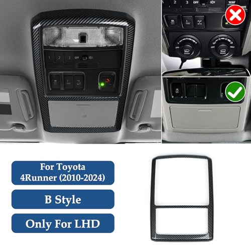Car Reading Light B ABS Sticker Carbon Fiber Decal Cover Interior Trim Accessories for Toyota 4Runner SUV 2010-2025 Black - color: Reading Light B