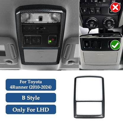 Car Reading Light B ABS Sticker Carbon Fiber Decal Cover Interior Trim Accessories for Toyota 4Runner SUV 2010-2025 Black - color: Reading Light B