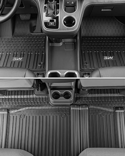 3W Floor Mats&Cargo Liner for Toyota Sienna 2021-2026 7 Seat (Not Fit 25 26 Platinum) TPE Custom Fit Floor Liner for Sienna XLE/XSE/Limited Full Set and Trunk Mat(w/o Spare tire) - style: 1. Sienna 7 S|21-26|1-3Floor Mats&Cargo Liner