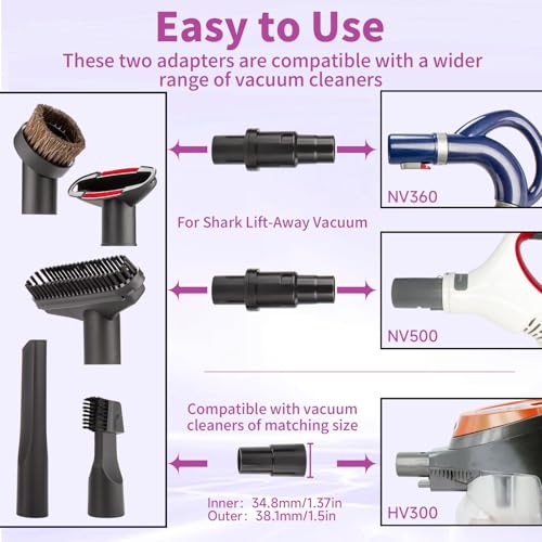 7 Pack for Shark Vacuum Attachments Replacement kits with Vacuum Brush Attachment and for Shark Crevice Tool and Vacuum Hose Adapter (7-Pack, 7) - style: 7-Pack