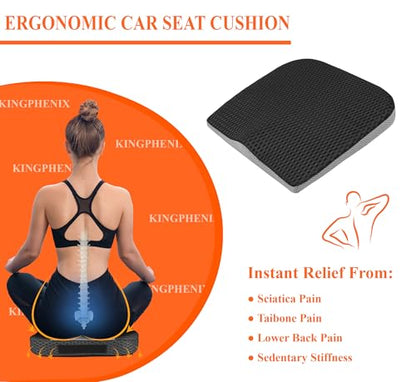 kingphenix Premium Car Seat Cushion, Memory Foam Driver Seat Cushion to Improve Driving View- Coccyx & Lower Back Pain Relief - Seat Cushion for Car, Truck, Office Chair (4D Mesh Classic Black) - color: 4d Mesh Classic Black