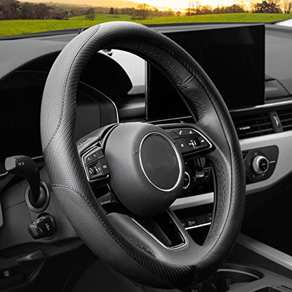 YHONGJT Soft Microfiber Leather Anti-Slip Car Steering Wheel Cover, Universal Fit 15 Inch for Women Girls, Fit Vehicles, Sedans, SUVS, Vans, Trucks - Black - color: C-Black
