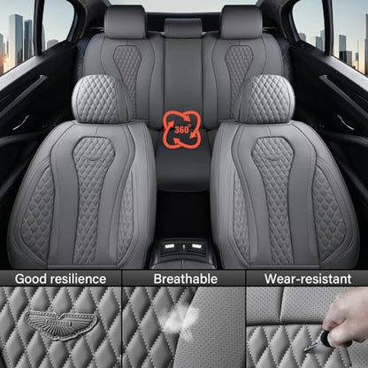 Coverado Seat Covers, Car Seat Covers Front Seats, Gray Car Seat Cover, Waterproof Car Seat Covers, Car Seat Cushion, Front Car Seat Covers Leatherette Car Seat Protector Universal Fit Most Cars - color: Gray-N, size: FrontPair