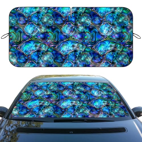 Abalone Car Windshield Sunshades Colorful Iridescent Shell Ocean Blue Green Front Window Sun Shade Block UV Rays Sun Shade Visor Protector for Car Sedan Truck SUV Accessories 59" X 31" - color: Abalone_01, size: 59"L x 31.5"W
