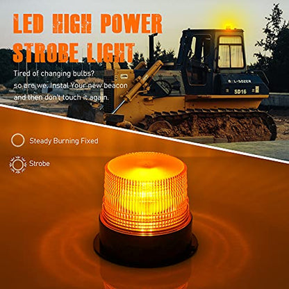 AnTom 2PCS Magnetic Wireless Strobe Lights, Rechargeable Emergency Flashing Warning Battery Operated Beacon Light for Vehicle, forklifts,Tractors,Golf carts,UTVs,Cars,Buses - color: Amber 2PCS