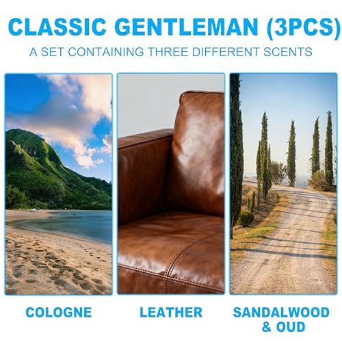 Car Air Freshener Hanging 3 Pack – Mixed Fragrance Cologne & Leather & Sandalwood oud, Long-lasting fragrance for 60+ days, Car Air Freshener Men, 0.27 FL OZ/8ML