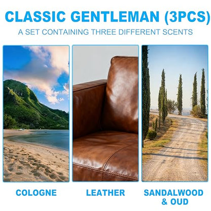 Car Air Freshener Hanging 3 Pack – Mixed Fragrance Cologne & Leather & Sandalwood oud, Long-lasting fragrance for 60+ days, Car Air Freshener Men, 0.27 FL OZ/8ML