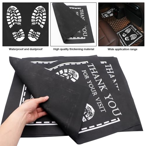 ‌RUENXG 50-Pack Disposable Car Floor Mats - Black Heavy Duty 19.6x15.7 Inch Universal Fit for SUV/Truck/Sedan | Footprint Design | Car Wash & Detailing Protectors | Portable Vehicle Foot Pads