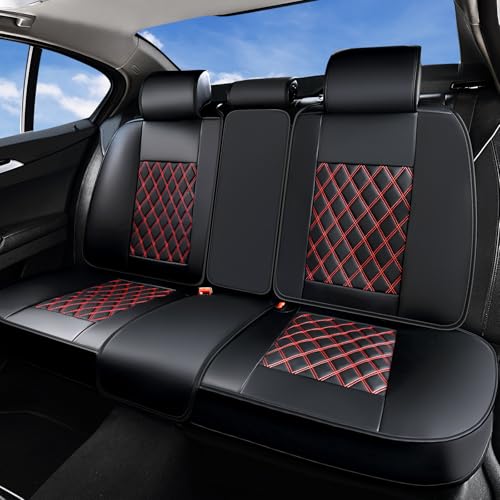 Huidasource Rear Seat Cover, Automotive Interior Car Back Seat Cover Protector Universal Fit for Most Cars Sedan SUV Pickup Truck, Back Seat Car Cover Fit for Altima Mazda Hyundai(Back Row/Black&Red) - color: 01R# Black & Red, size: Back Seat Cover