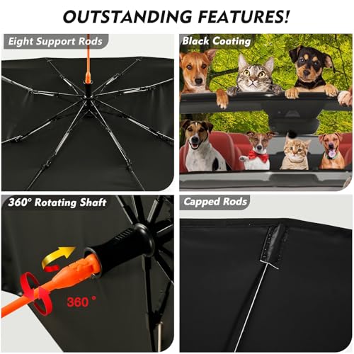 Dogs Car Windshield Sun Shade Umbrella Foldable Sunshade for Front Window Universal Accessory Blocks Uv Rays Keeps Car Cool - color: Dogs