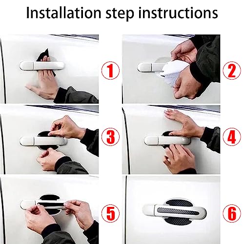 AUCELI Car Door Handle Scratch Protectors, 8 PCS Carbon Fiber Texture Anti-Scratches Bowl Sticker, Non-Marking Car Door Handle Cup Protective Film, Universal Door Handle Paint Cover Guard Sticker