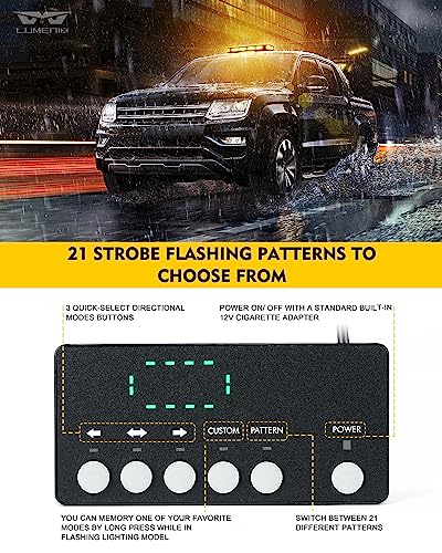 LUMENIX Rooftop Strobe Beacon Lights Bar Amber LED Emergency Traffic Security Lightbar w/Heavy-Duty Magnetic Base Warning Flashing Light for Construction Vehicles Trucks Postal Mail Carrier Snow Plow - color: Amber