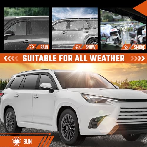 Rain Guards Compatible with Lexus TX 2024 2025 2026, Out Channel Extra Durable Side Shatterproof Sun Window Deflectors 2024-2026 Lexus Tape-on Window Visor Deflectors Rain Guard Black 6 PCS - size: Fit for Lexus TX 2024-2026