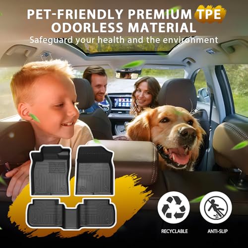 Powerty Floor Mats for Honda Civic Sedan 2022-2025 2026(NOT for Hybrid)/Acura Integra 2023-2025 All Weather TPE Custom Fit Car Mats Floor Liners 1st & 2nd Row, Black - size: 4)Honda Civic Sedan｜22-26｜1st & 2nd Row