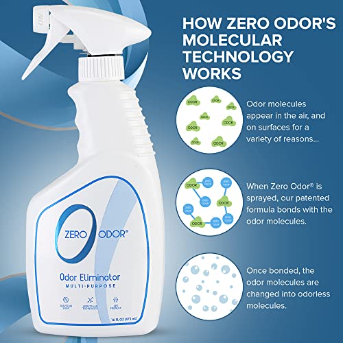 Zero Odor – Multi-Purpose Odor Eliminator - Air & Surface Odor – Patented Technology for Bathroom, Kitchen, Fabric, Closet- Smell Great Again, 16oz - size: 16 Fl Oz (Pack of 1)