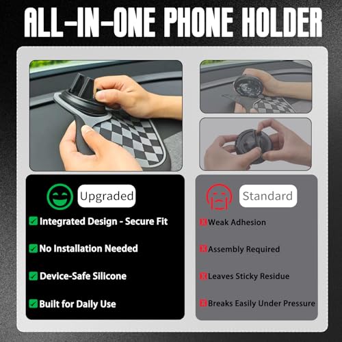 (2026 New Upgrade) 2-Pack Car Anti-Slip Mats,Multifunction Car Anti-Slip Mat with Improved 360°Rotating Phone Holder,Anti-Slip Mat for Car Dashboard,Car Dashboard Organizer for Phones,Sunglasses,Keys
