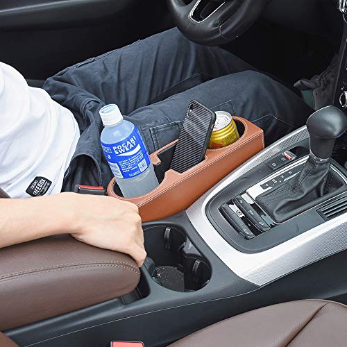 Brown Multifunctional Car Cup Holder Car Seat Organizer Gap Filler Bottle Phone Storage Organizer - color: Brown