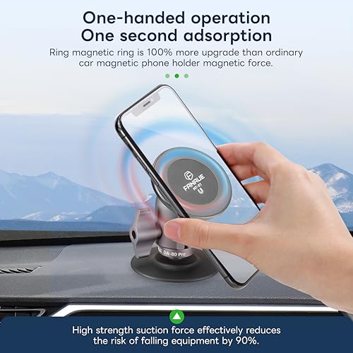 FANAUE Cell Phone Holder Base with 1" Ball Head Magnetic Car Phone Mount Stand Compatible with RAM Mount B Size 1 inch, can be Mounted on car Dashboard, Windshield, Suitable for 4.7-7.5" Smartphone