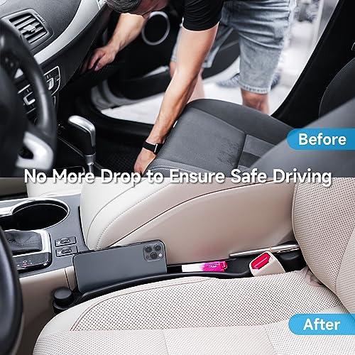 Givifive Car Seat Gap Filler Set of 2, Soft Foam Multifunctional Seat Side Gap Filler with Organizer & Hook Function, 3in1 Gap Stopper Universal Fit Car SUV Truck Fill The Gap Between Seat & Console - color: Black, size: Most Cars – Standard