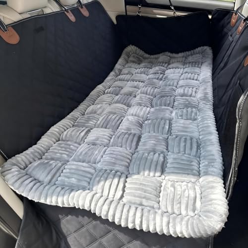 59"x27.6" Thickened Backseat Dog Bed Mat, Upgraded Non-Slip Pet Car Seat Blanket with Laundry Bag, High-Resilience PP Cotton, Washable, for Backseat Extenders & Seat Covers, Gray - color: Grey