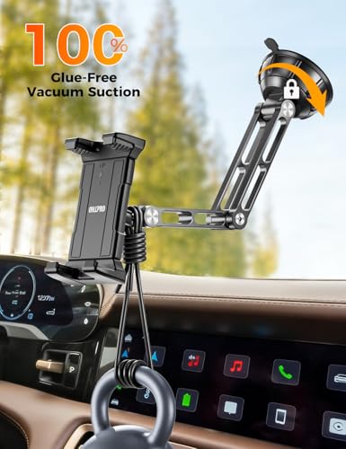 OHLPRO Suction Cup Car Tablet Holder with Aluminum Arm, Dashboard Windshield iPad Mount for Truck Van RV, Compatible with 5-13" iPad Pro Air Mini Galaxy Tab - size: 9" Aluminum Arm