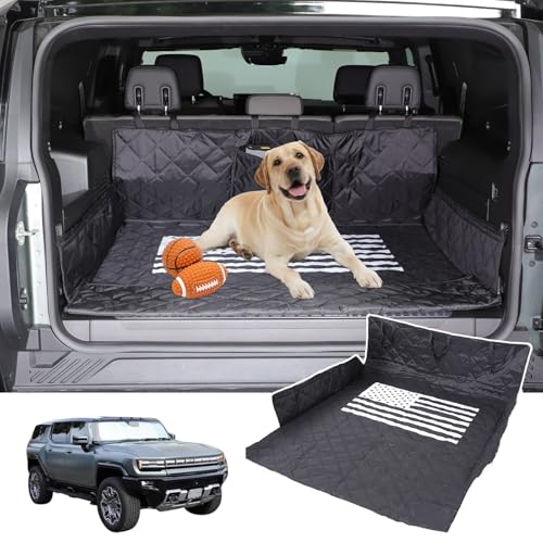 All-Protection Cargo Mat Liner for Hummer EV Accessories Rear Trunk Floor Mat Cargo Liner for Dogs for Hummer EV SUV 2024 2025 2026 Heavy Duty 3D Nonslip Waterproof Protect (SUV/American Flag) - style: SUV/American Flag