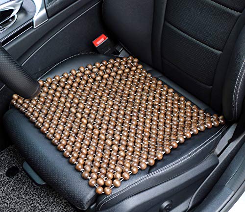 Natural Wood Beaded Seat Cover Pad Mat Comfy Cool Summer Massage Seat Cushion (Square) Medium Size for Car, Sedan,SUV Office Chair - size: All-Purpose Standard (16.54" Square)