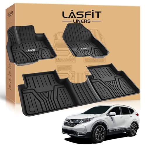 LASFIT Floor Mats for Honda CR-V CRV 2022 2021 2020 2019 2018 2017 (Gasoline & Hybrid), All Weather Custom Fit TPE Floor Liners, 1st & 2nd Row, Black (EX/EX-L/LX/Touring/Sport/Special Edition) - style: 2）For Honda CR-V | 2017-2022 | 1st & 2nd Row