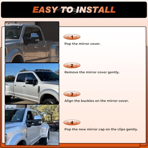 ACLONG Chrome Tow Mirror Cover Caps Left & Right Rearview Side Mirror Covers Compatible with Ford F250 F350 F450 Super Duty 2017-2024 Replaces HC3Z-17D743-AA-1 Pair - size: Fit for Ford F250 F350 F450 2017-2024-Chrome
