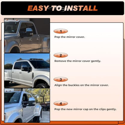 ACLONG Chrome Tow Mirror Cover Caps Left & Right Rearview Side Mirror Covers Compatible with Ford F250 F350 F450 Super Duty 2017-2024 Replaces HC3Z-17D743-AA-1 Pair - size: Fit for Ford F250 F350 F450 2017-2024-Chrome